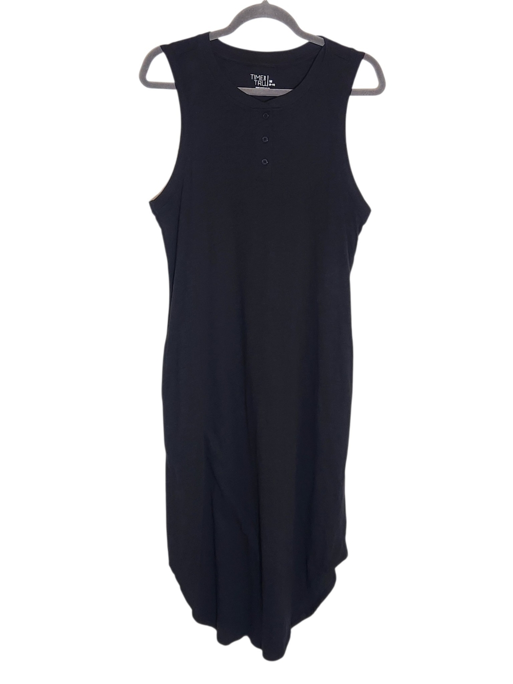 Time and Tru Black Sleeveless Henley Midi Tank Dress Size Medium NWT